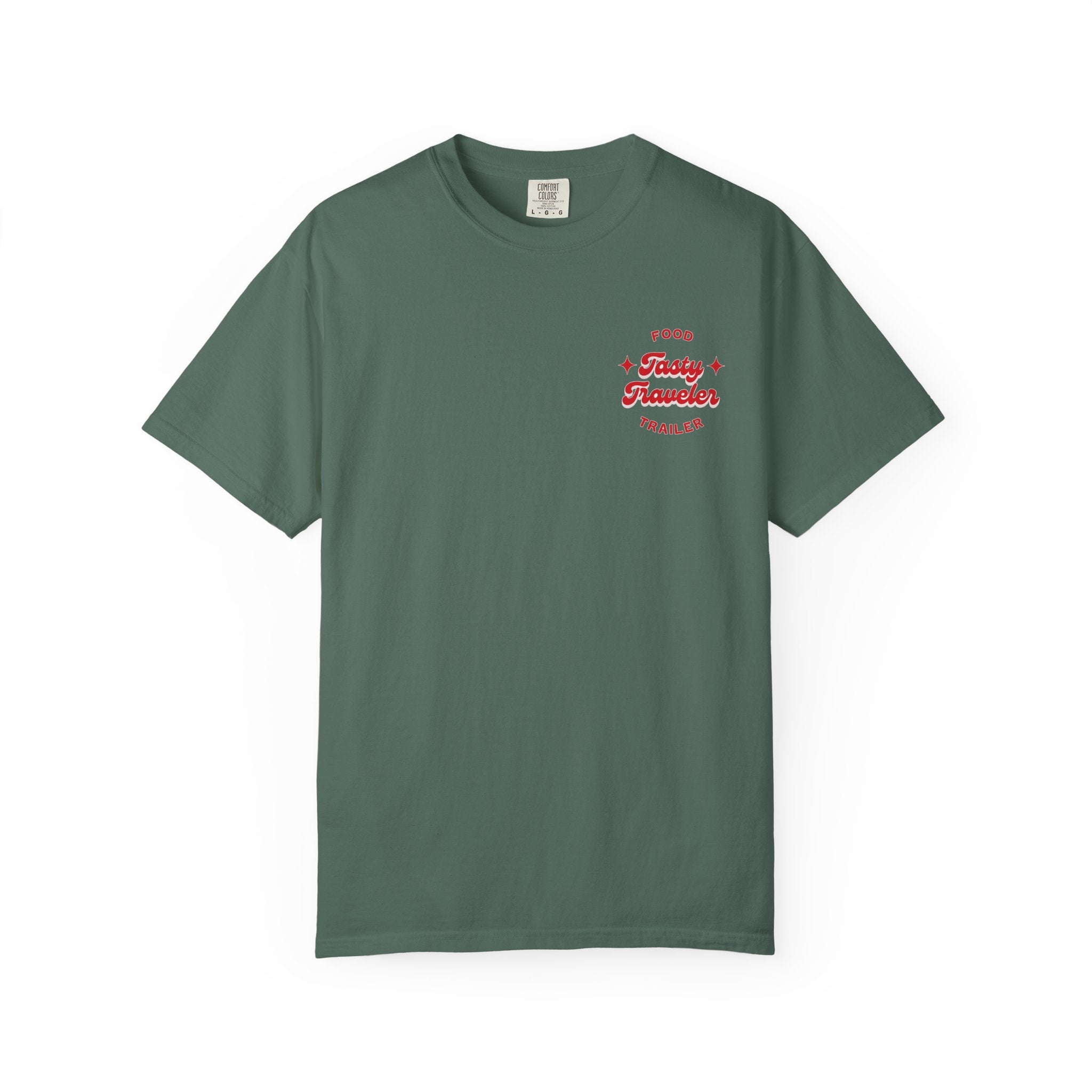 T-Shirt — Vintage Red Hobo Graphic ("Tasty Traveler")