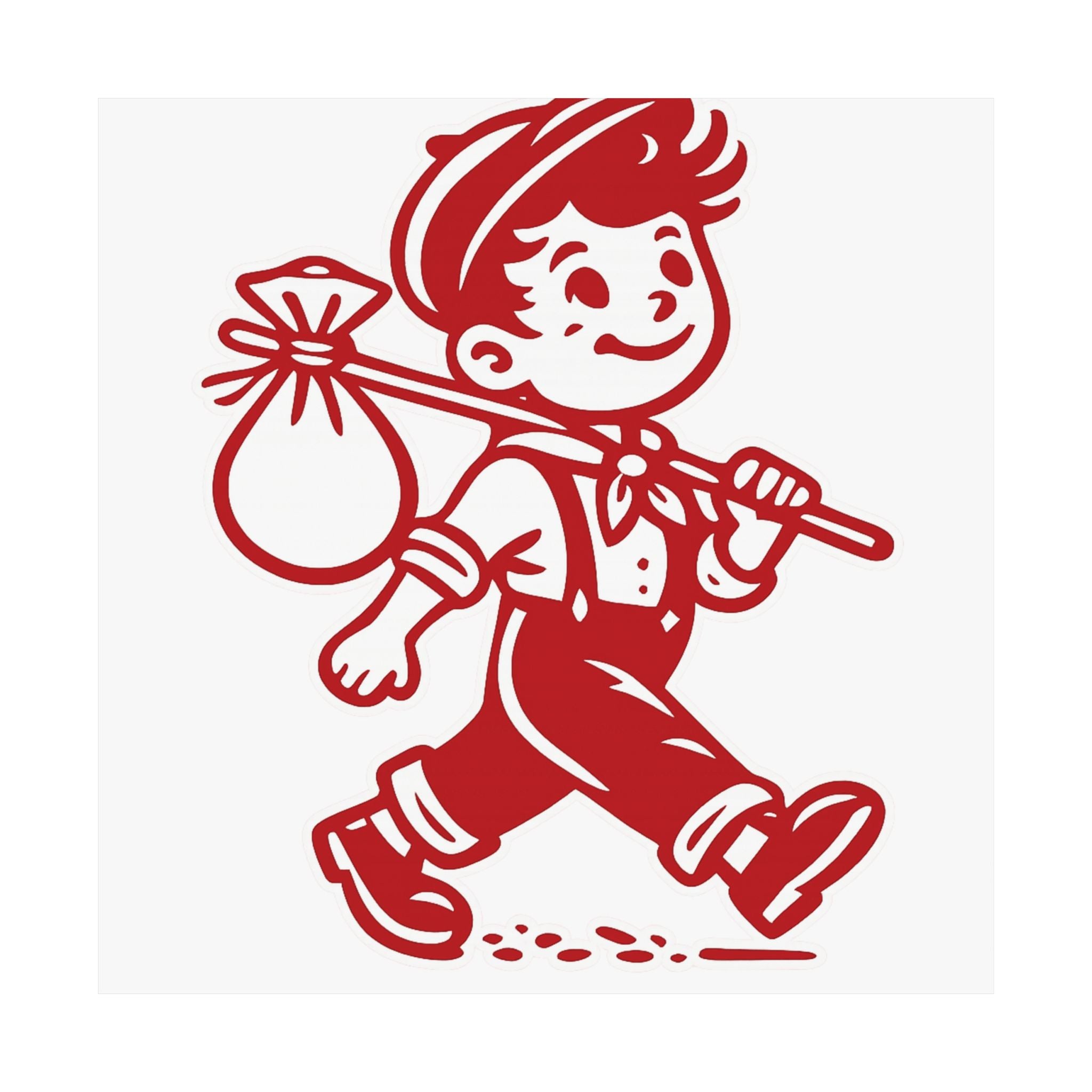Vintage Red Hobo Boy Poster — Retro Matte Vertical Wall Art