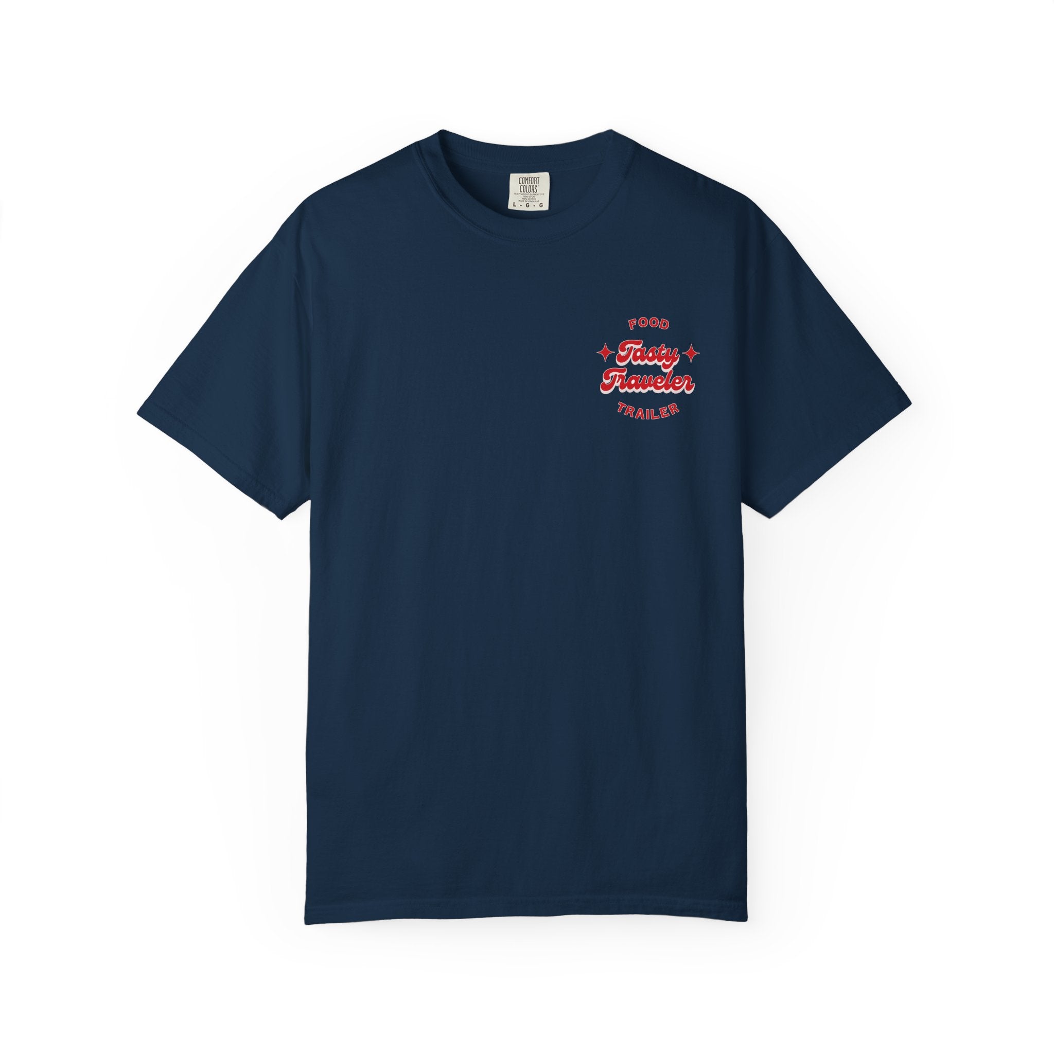 T-Shirt — Vintage Red Hobo Graphic ("Tasty Traveler")