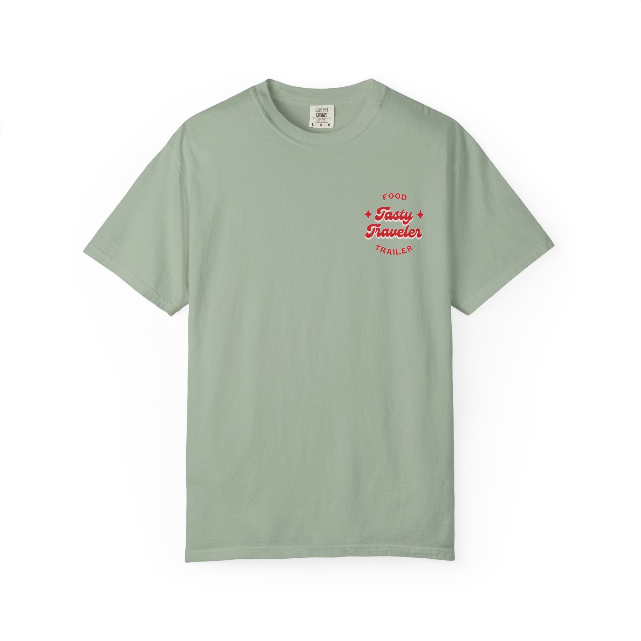 T-Shirt — Vintage Red Hobo Graphic ("Tasty Traveler")