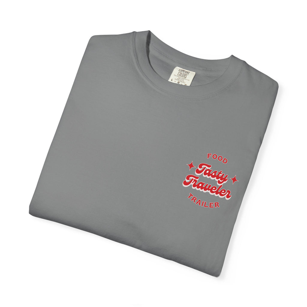 T-Shirt — Vintage Red Hobo Graphic ("Tasty Traveler")