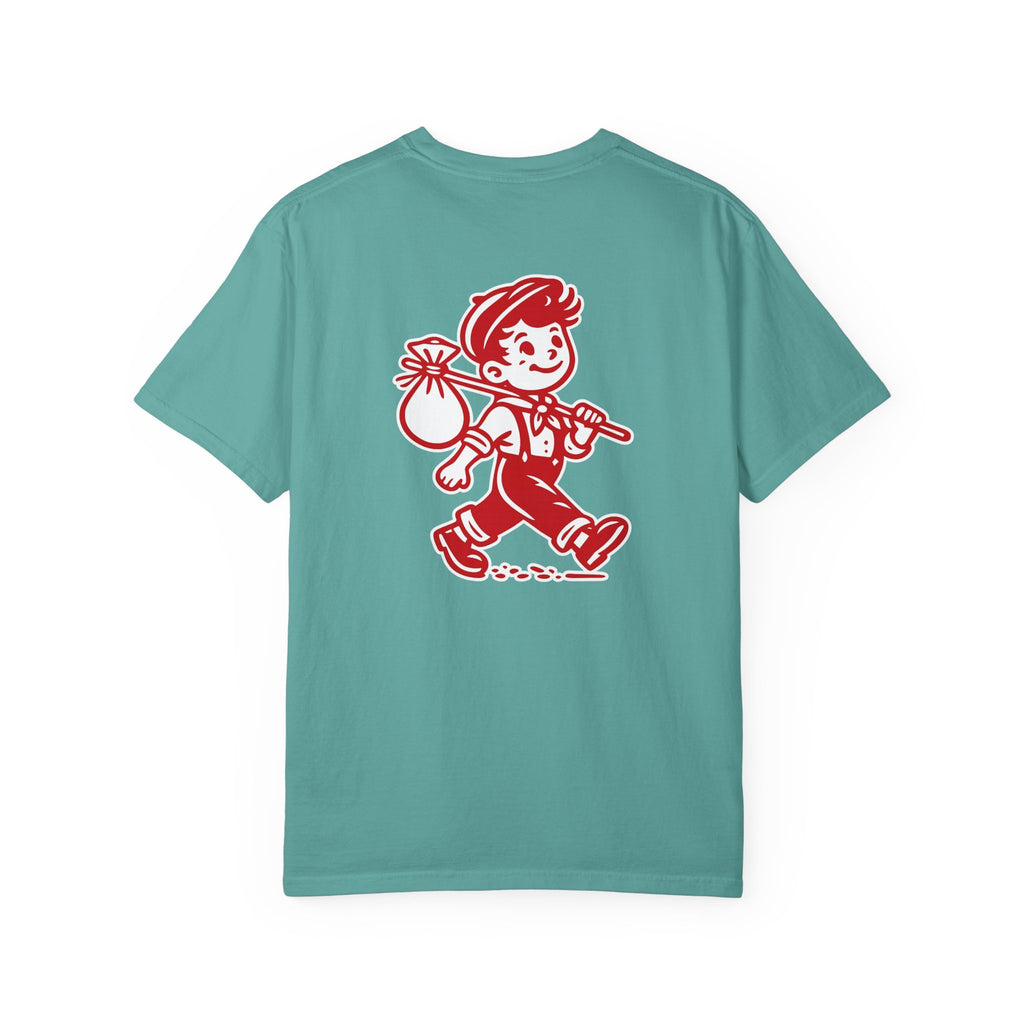 T-Shirt — Vintage Red Hobo Graphic ("Tasty Traveler")