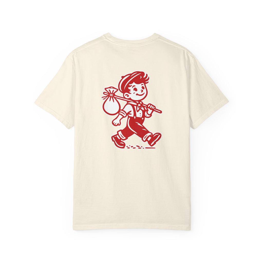 T-Shirt — Vintage Red Hobo Graphic ("Tasty Traveler")