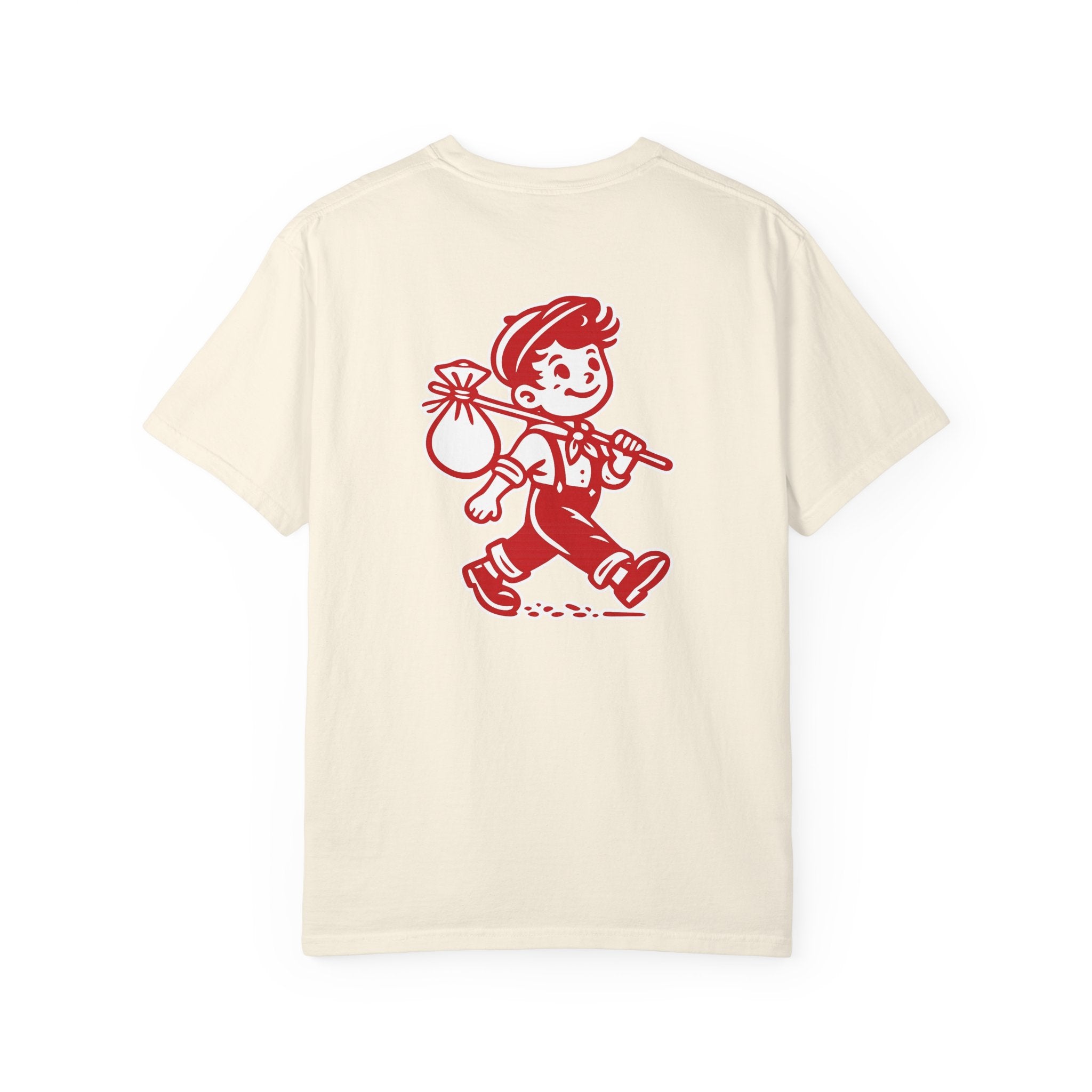 T-Shirt — Vintage Red Hobo Graphic ("Tasty Traveler")