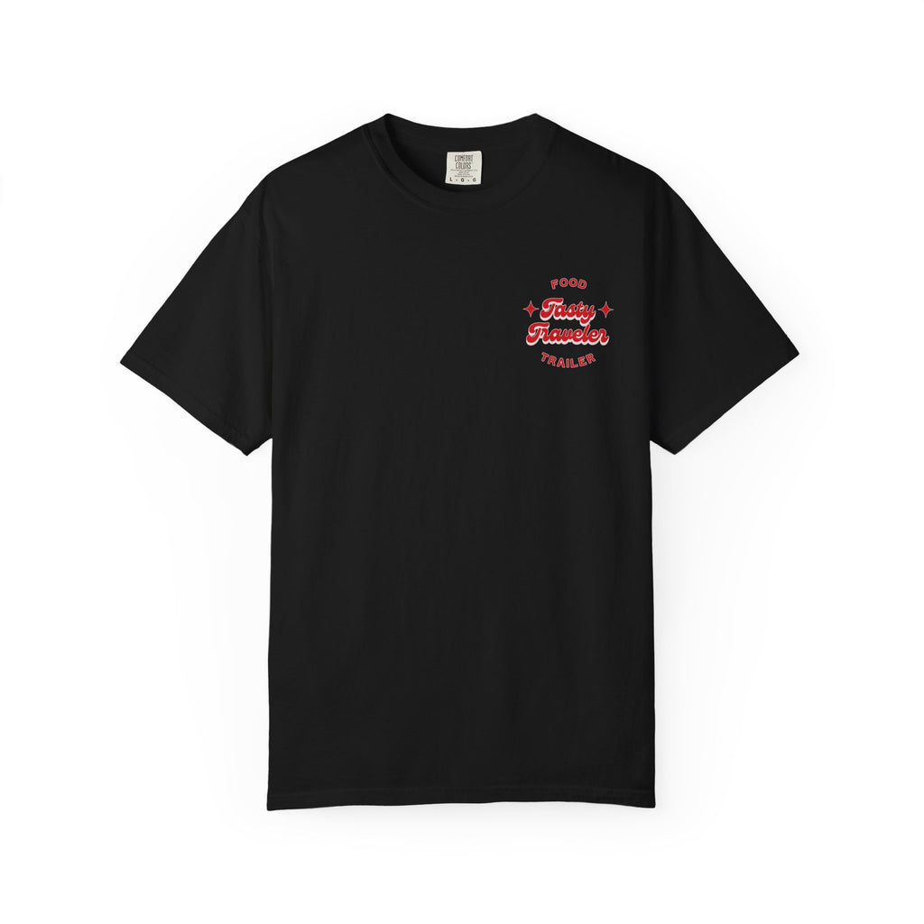 T-Shirt — Vintage Red Hobo Graphic ("Tasty Traveler")