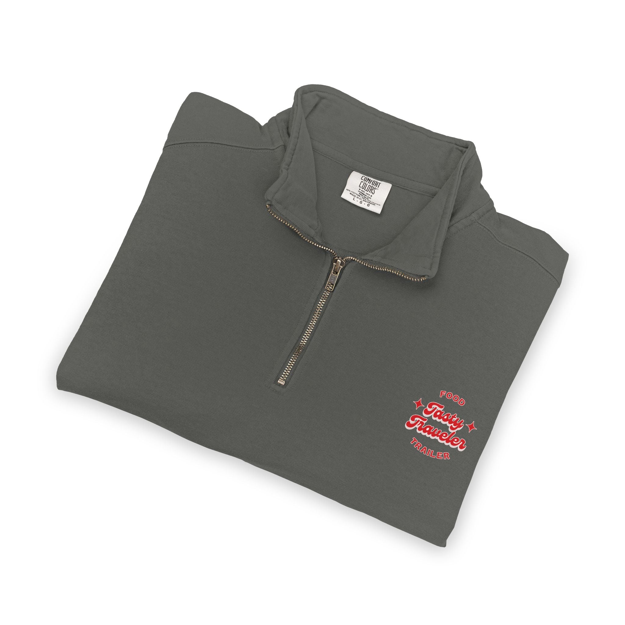 Quarter-Zip Sweatshirt — Retro Red Surf Logo