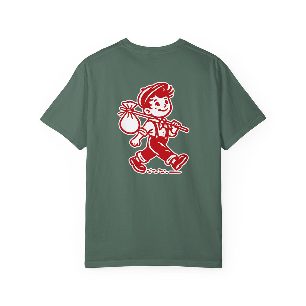 T-Shirt — Vintage Red Hobo Graphic ("Tasty Traveler")