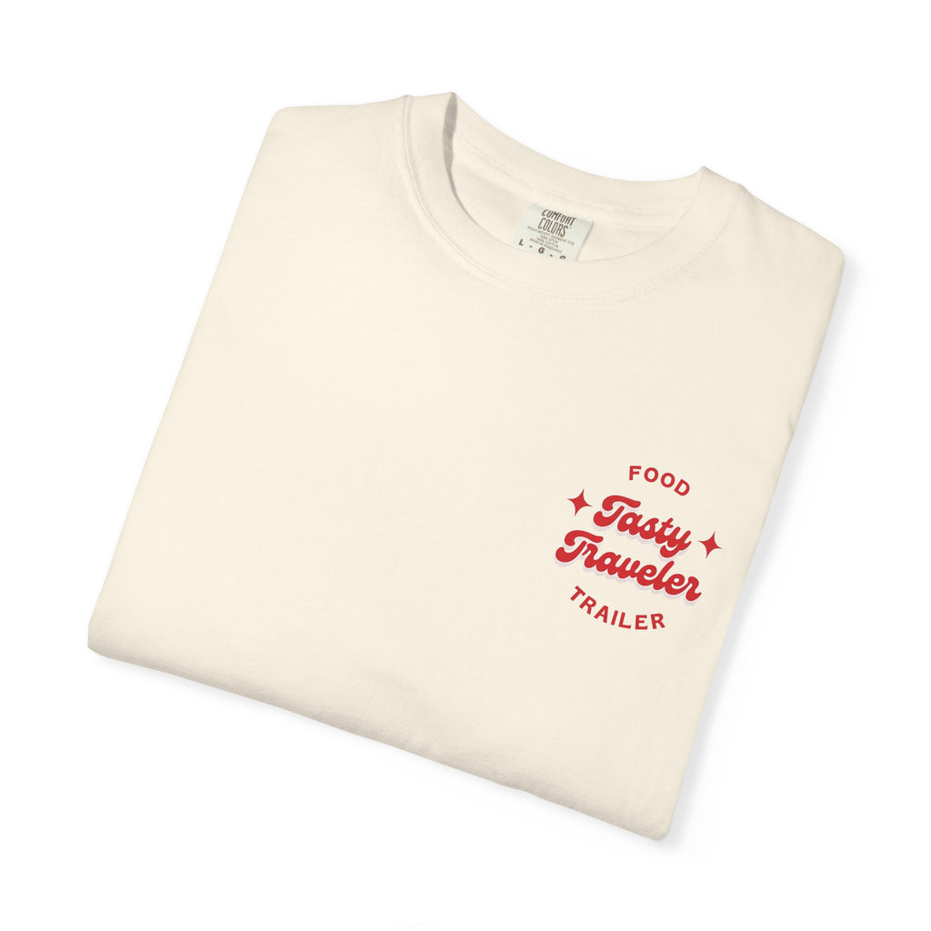 T-Shirt — Vintage Red Hobo Graphic ("Tasty Traveler")