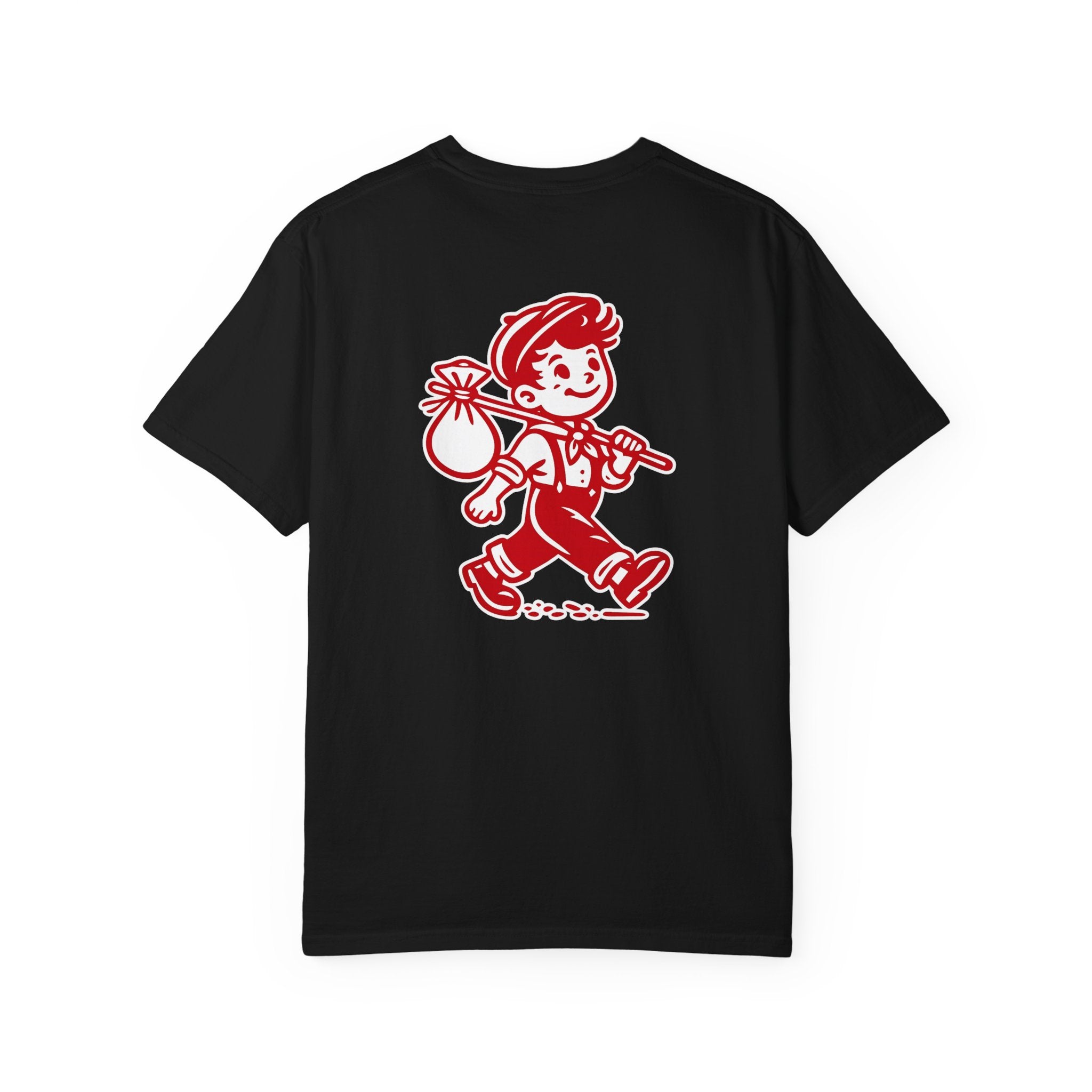 T-Shirt — Vintage Red Hobo Graphic ("Tasty Traveler")