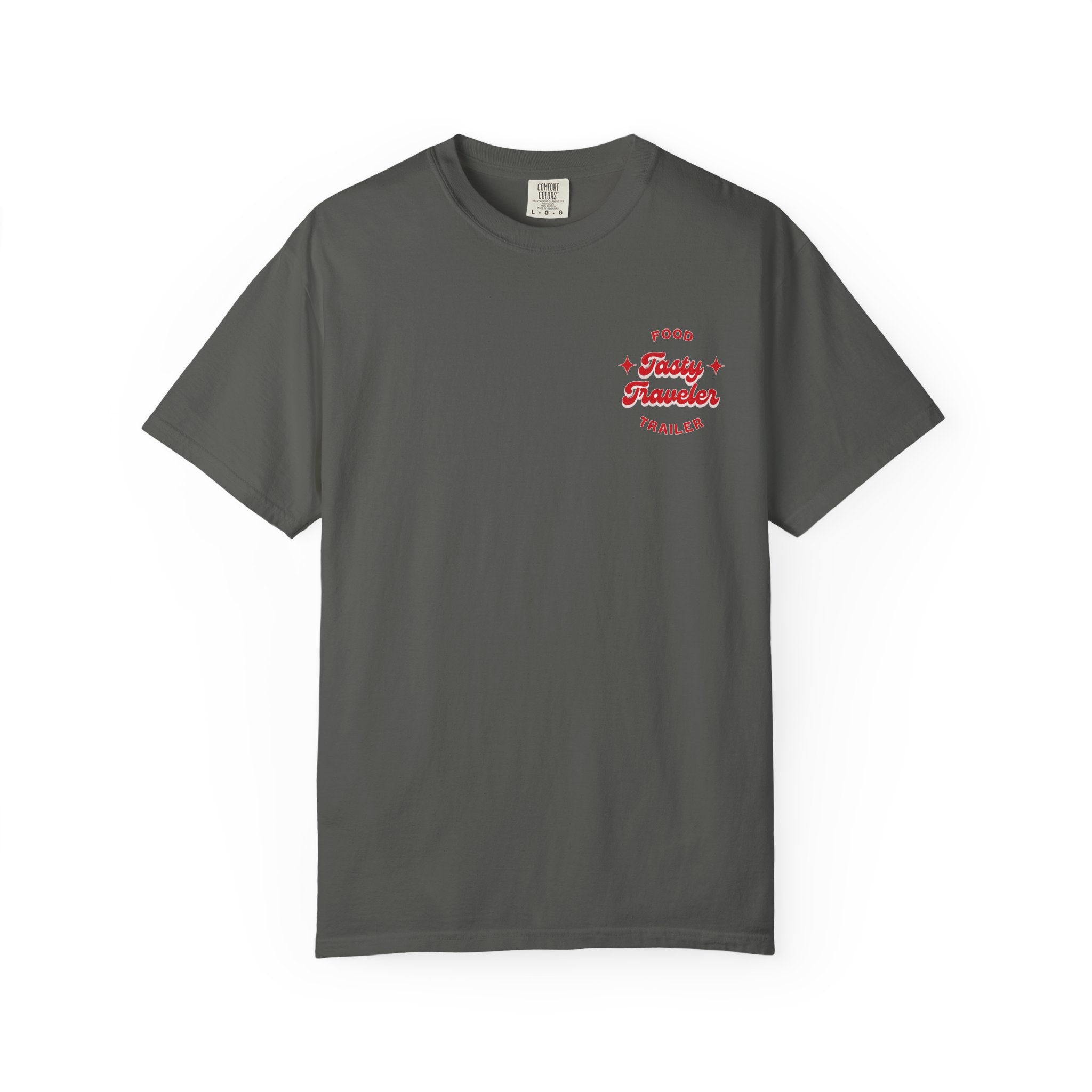 T-Shirt — Vintage Red Hobo Graphic ("Tasty Traveler")