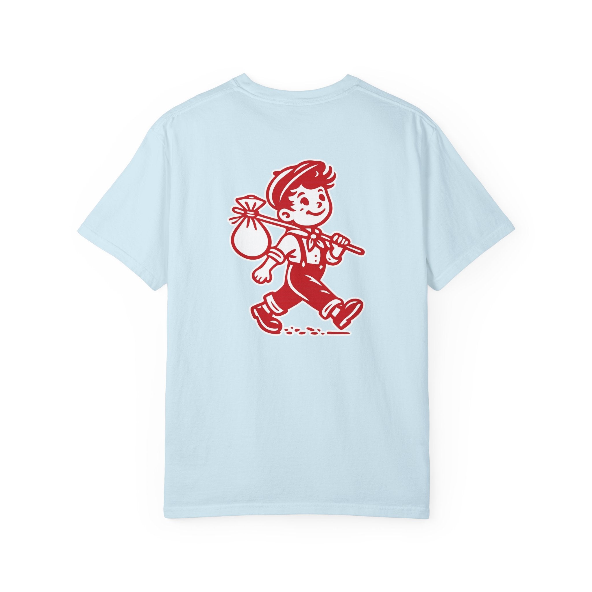 T-Shirt — Vintage Red Hobo Graphic ("Tasty Traveler")