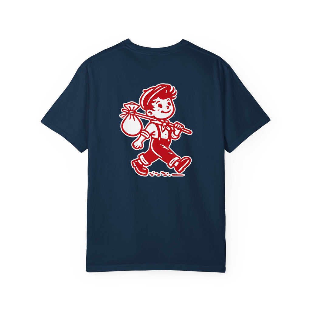 T-Shirt — Vintage Red Hobo Graphic ("Tasty Traveler")