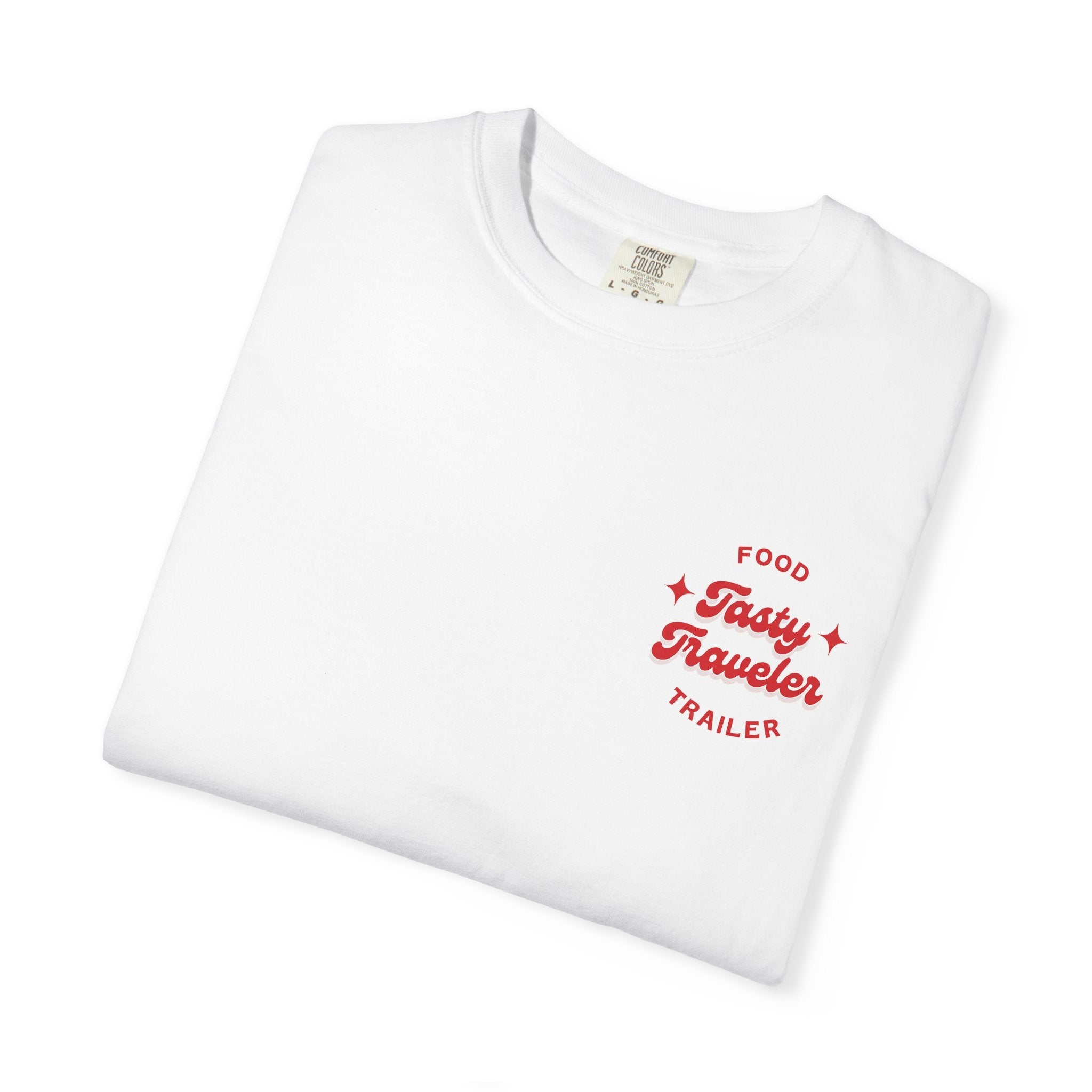 T-Shirt — Vintage Red Hobo Graphic ("Tasty Traveler")