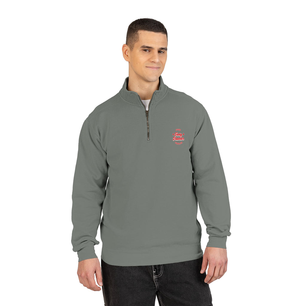 Quarter-Zip Sweatshirt — Retro Red Surf Logo