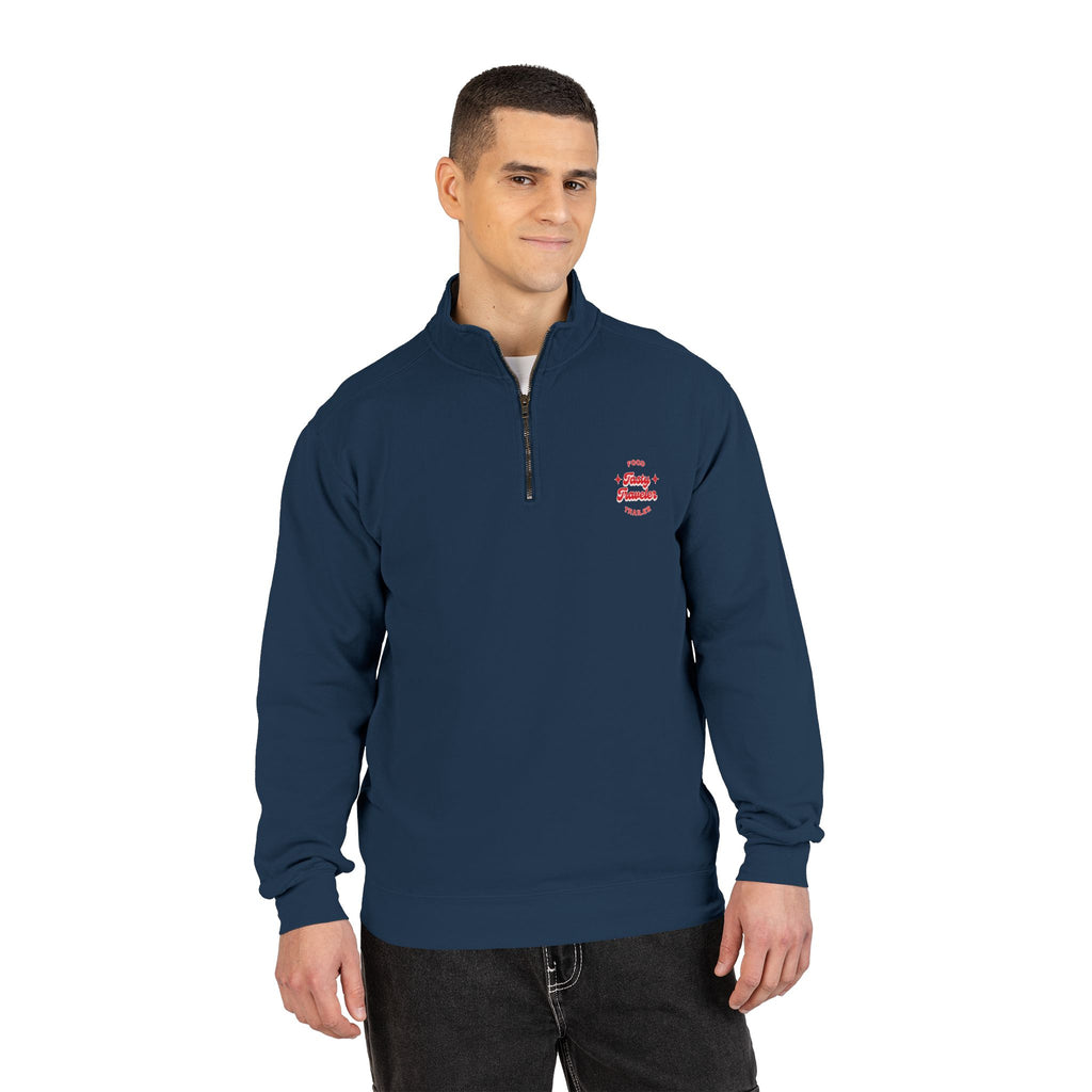 Quarter-Zip Sweatshirt — Retro Red Surf Logo