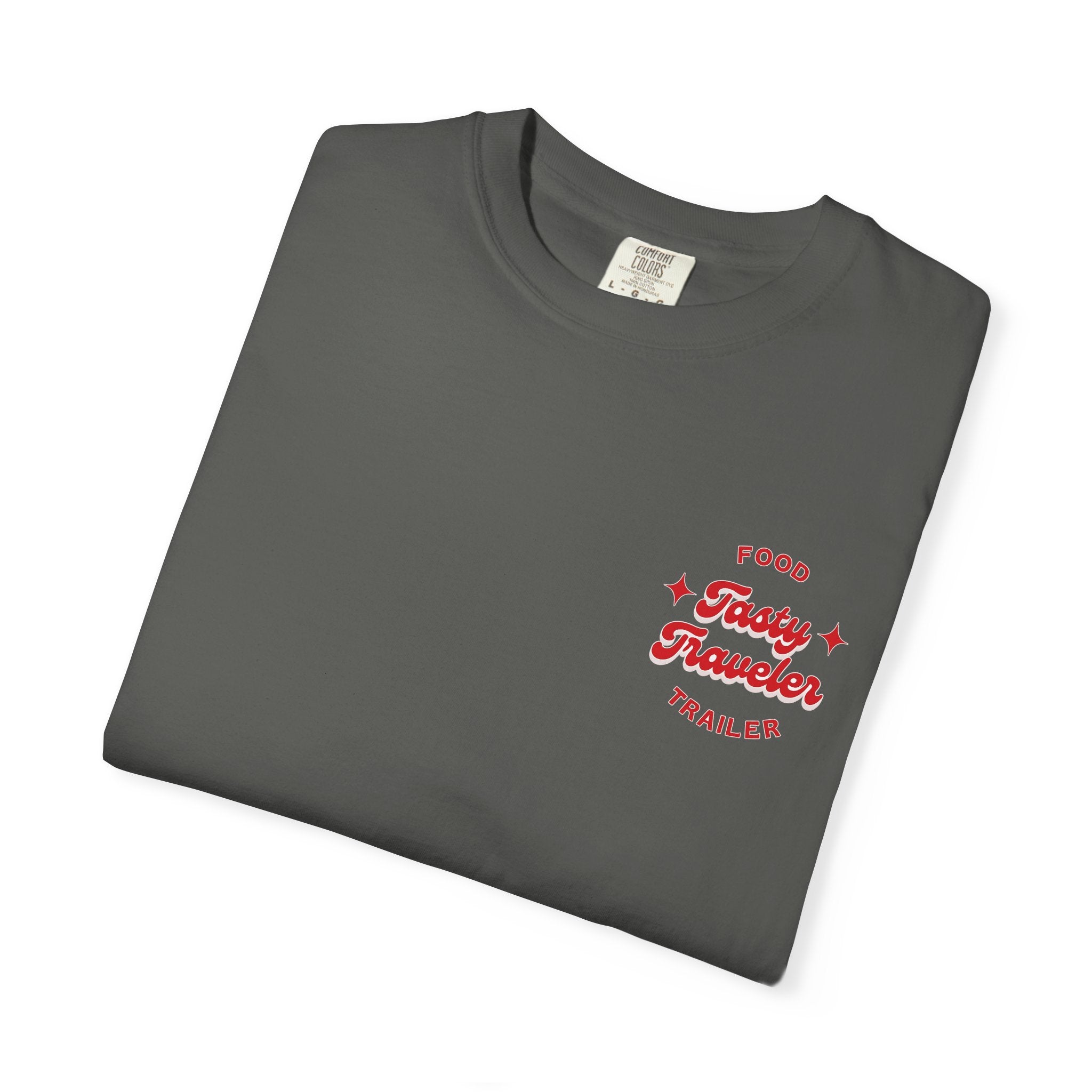 T-Shirt — Vintage Red Hobo Graphic ("Tasty Traveler")