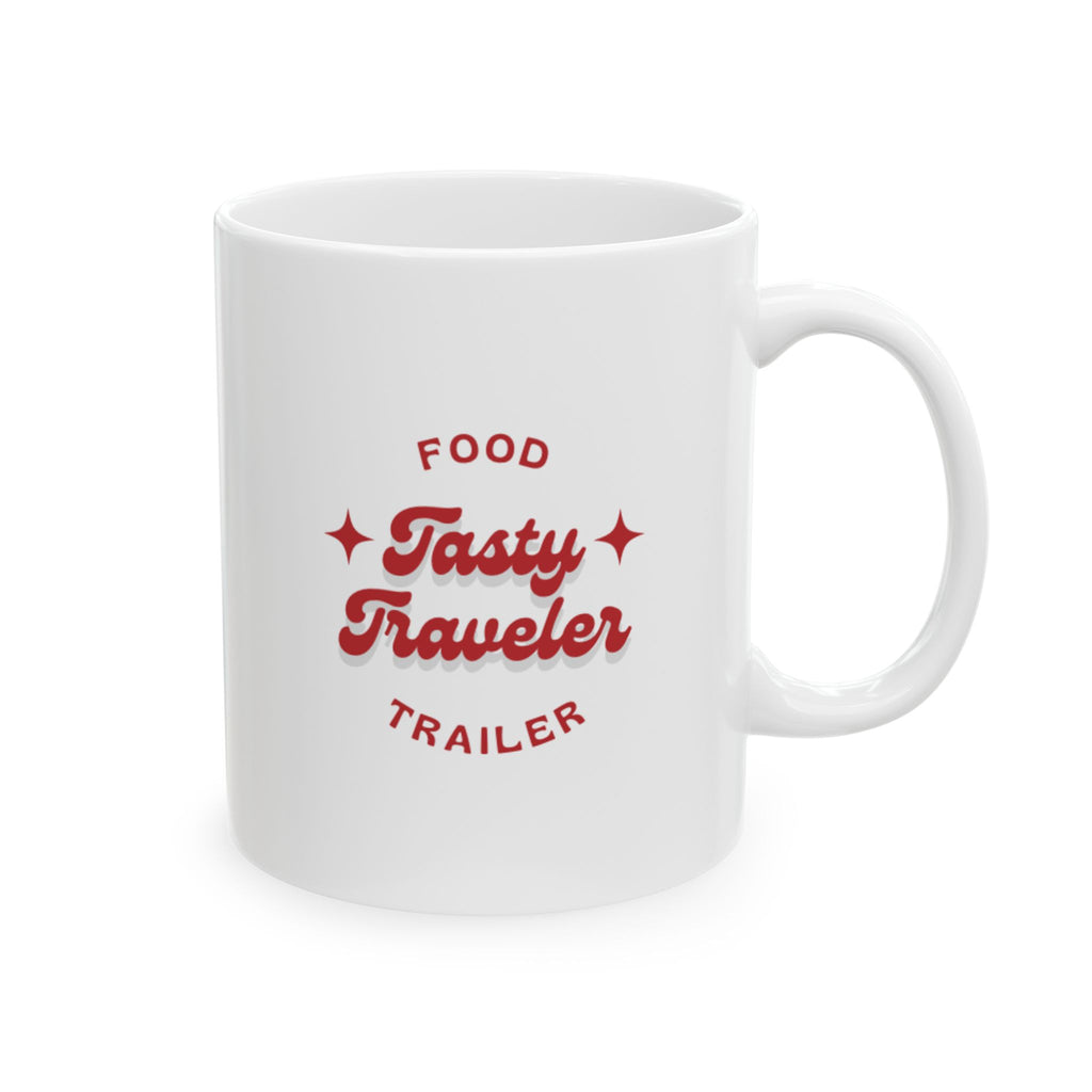Ceramic Mug — Red floral tasty traveler 11oz