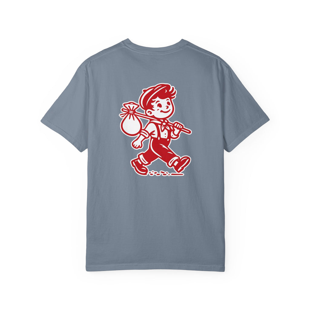 T-Shirt — Vintage Red Hobo Graphic ("Tasty Traveler")