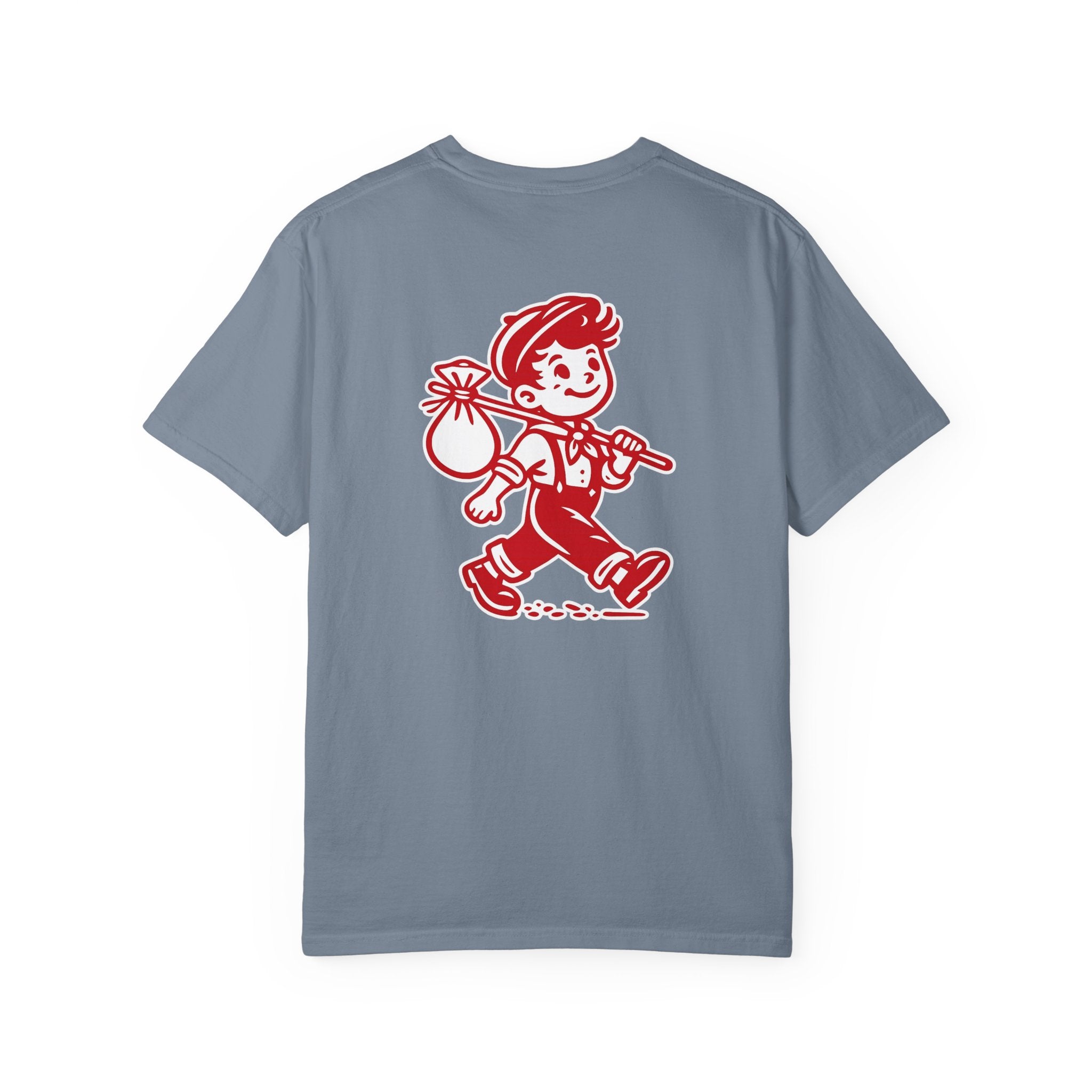 T-Shirt — Vintage Red Hobo Graphic ("Tasty Traveler")
